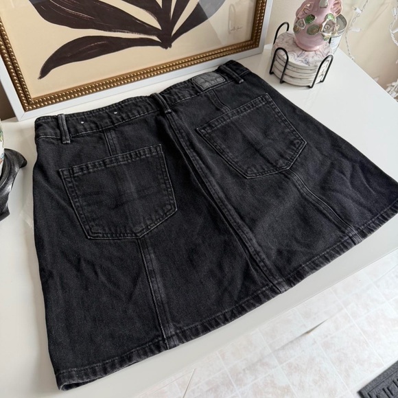 American Eagle Black Denim Front Button Down Skirt - Picture 2 of 4